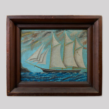 Portrait of a Schooner with American Flag